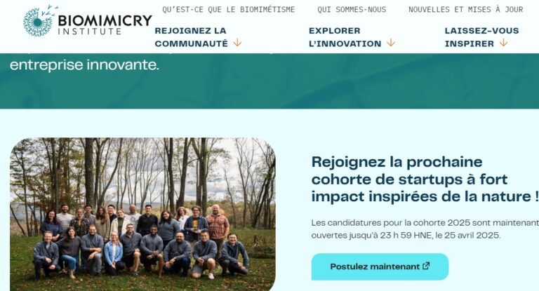 Institut de biomimétisme — Programme d’accélération Ray of Hope, Cohorte 2025