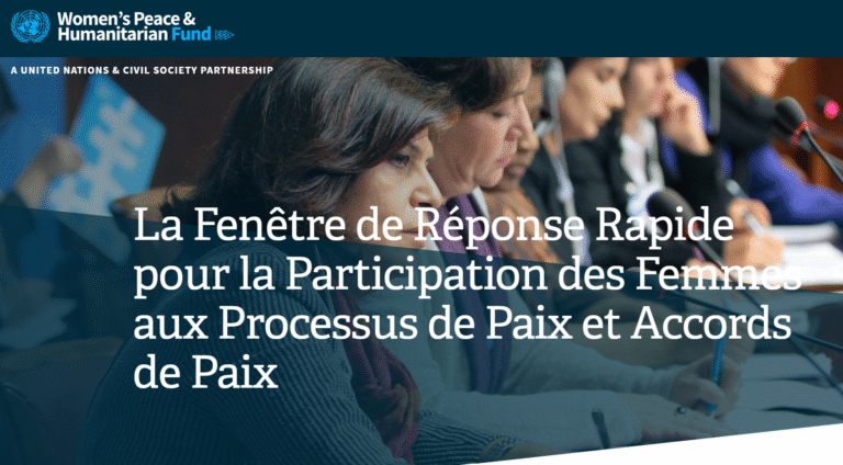Fenêtre de Réponse Rapide sur la participation des femmes aux processus de paix formels et à la mise en œuvre des accords de paix